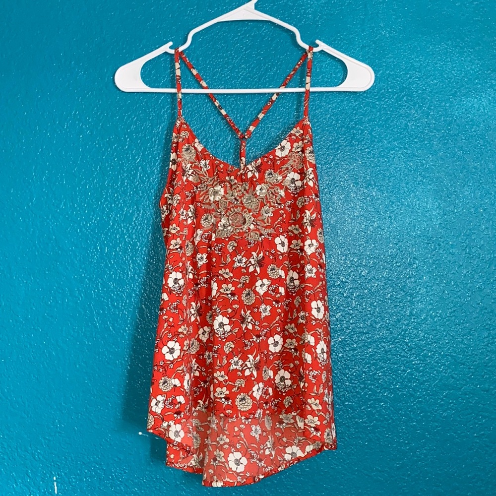 Hollister Orange Floral Blouse